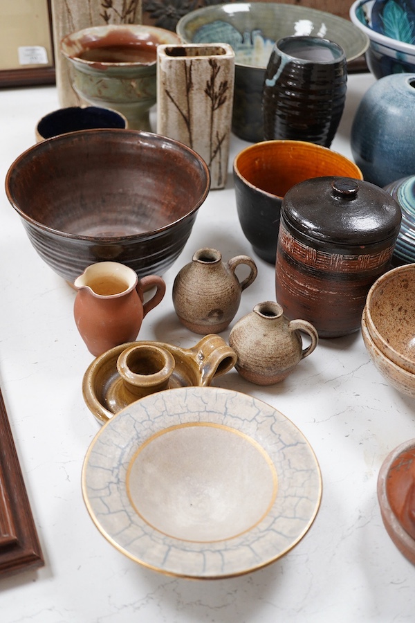 A collection of Bath and other signed studio pottery, largest 28cm in diameter. Condition - mostly fair/good
